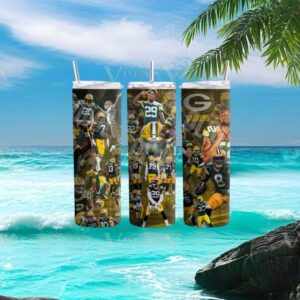 Green Bay Packers Football Player Collage Tumbler Wrap G Logo Design