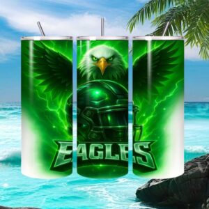 Green Lightning Eagle Football Helmet 20oz Tumbler Wrap