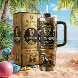 Guinness 267th Anniversary Limited Edition 40oz Tumbler GoldBlack Stout Hearted
