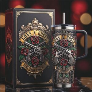 Guns N' Roses “Live Loud Forever” Rock Band 3D Skull & Guns 40oz Commemorative Tumbler