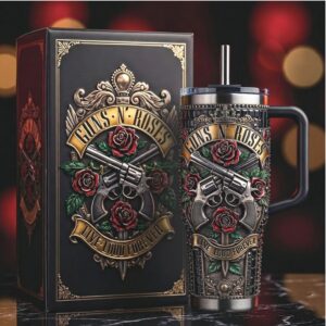 Guns N' Roses “Live Loud Forever” Rock Band 3D Skull & Guns 40oz Commemorative Tumbler