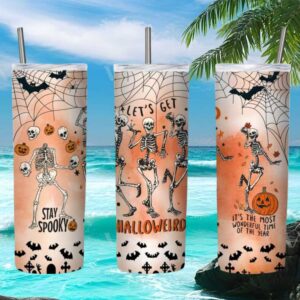 Halloweird Dancing Skeletons Stay Spooky Halloween Tumbler Wrap