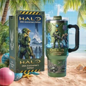Halo 25th Anniversary Edition 2001 2026 Master Chief 40oz Tumbler UNSC Olive