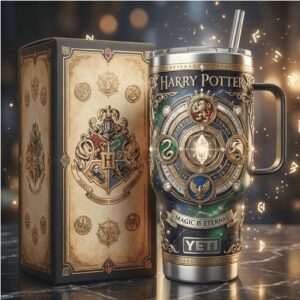 Harry Potter Hogwarts “Magic Is Eternal” 3D Crest Gold Tumbler