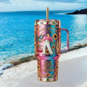 Harry Styles “Treat People With Kindness” Iridescent Jewel Encrusted Tumbler