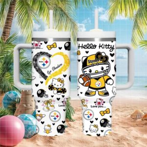 Hello Kitty Pittsburgh Steelers Football Tumbler Cute Sporty Gift for Her