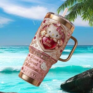 Hello Kitty Valentine's Day 3D Bling Tumbler Be Mine Sweet Heart Design