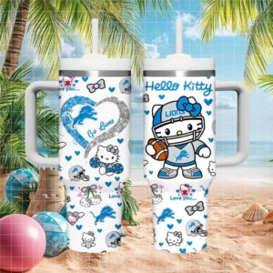 Hello Kitty x Detroit Lions 40oz Tumbler with Handle Honolulu Blue NFL Gift