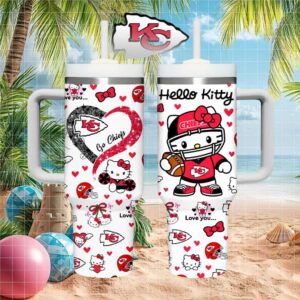 Hello Kitty x Kansas City Chiefs 40oz Tumbler Red & Gold NFL Fan Gift