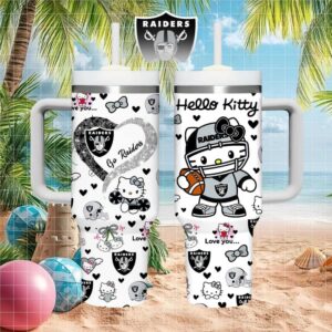 Hello Kitty x Las Vegas Raiders 40oz Tumbler with Handle NFL Fan Gift