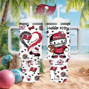 Hello Kitty x Tampa Bay Buccaneers 40oz Tumbler Cute NFL Football Fan Gift