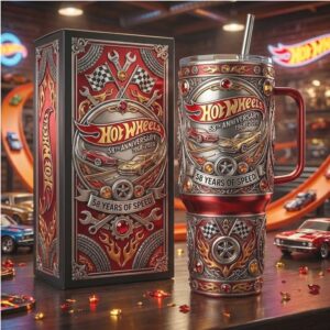 Hot Wheels 58 Years of Speed Anniversary Racing Red 40oz Tumbler