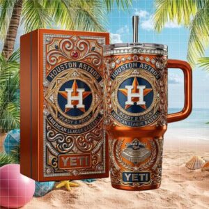 Houston Astros “Ready 2 Reign” Orange Gold Embossed 40oz Tumbler