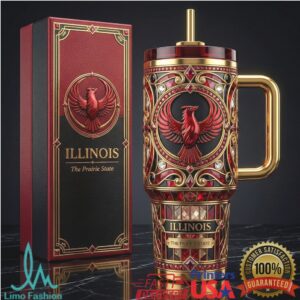 Illinois The Prairie State Luxury Cardinal Emblem 40oz Tumbler with Gift Box