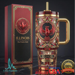 Illinois The Prairie State Luxury Cardinal Emblem 40oz Tumbler with Gift Box
