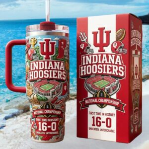 Indiana Hoosiers 16 0 Undefeated Perfect Season Commemorative 3D Relief Tumbler