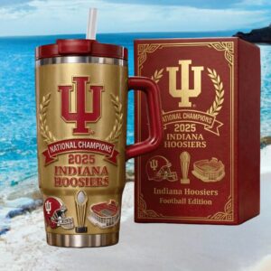 Indiana Hoosiers 2025 National Champions Gold Edition Football Stadium Tumbler