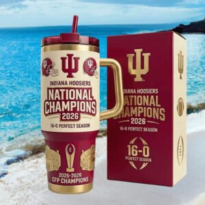 Indiana Hoosiers 2026 National Champions 16 0 Perfect Season Gold Accented Tumbler