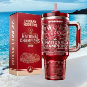 Indiana University Hoosiers 2025 First National Championship History Crimson Tumbler