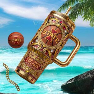 Iowa State Cyclones NCAA Basketball Crimson & Gold 3D Luxury Tumbler