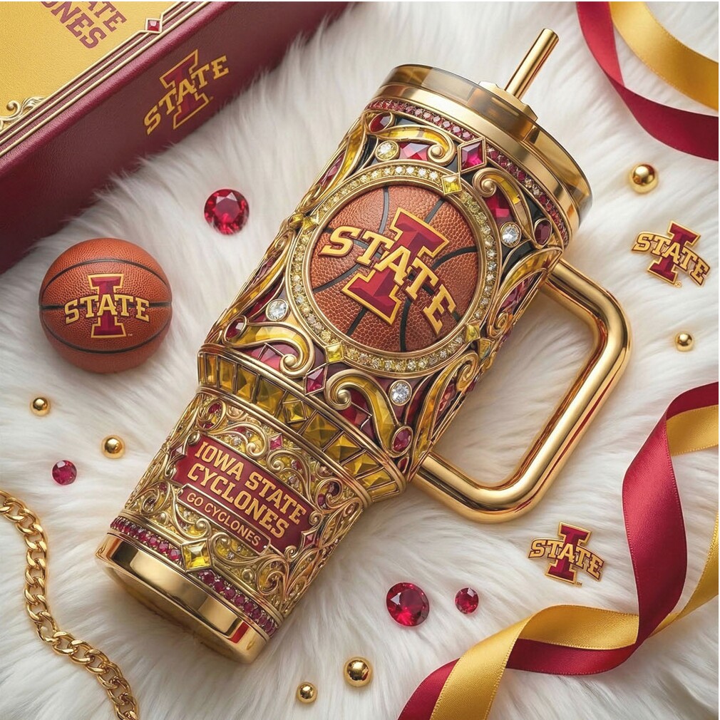 Iowa State Cyclones NCAA Basketball Luxury Gem Studded 40oz Tumbler Iowa State Cyclones NCAA Basketball Luxury Gem Studded 40oz Tumbler