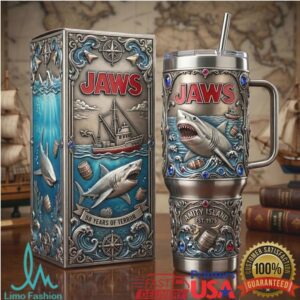JAWS “50 Years of Terror” Amity Island Shark 3D Sculpted 40oz Tumbler