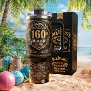 Jack Daniel's 160th Anniversary Limited Edition 40oz Black & Gold Tumbler
