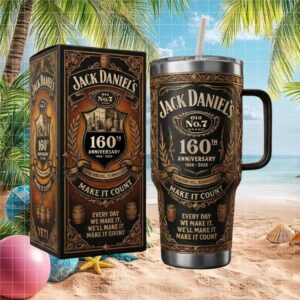 Jack Daniel’s Lynchburg Tennessee 160th Anniversary Leather Style 40oz Tumbler