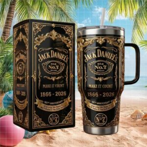 Jack Daniel’s Old No. 7 160th Anniversary Gold Filigree Black 40oz Tumbler