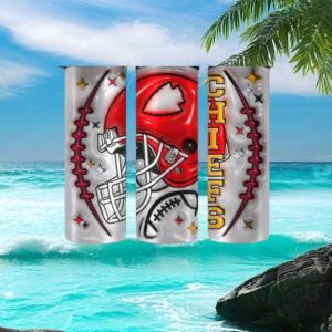 Kansas City Chiefs 3D Puff Effect Football Tumbler Sublimation