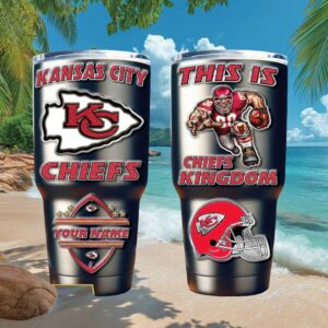 Kansas City Chiefs Kingdom Custom Name Tumbler, Personalized NFL Football Travel Mug (3)