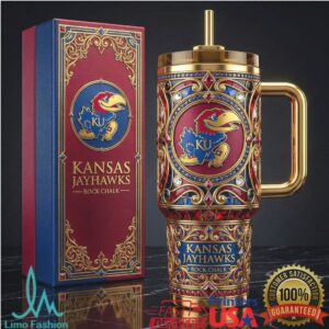 Kansas Jayhawks Rock Chalk KU Crimson and Blue Regal 40oz Tumbler