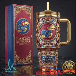 Kansas Jayhawks Rock Chalk KU Crimson and Blue Regal 40oz Tumbler