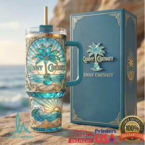 Kenny Chesney No Shoes Nation Teal 40oz Tumbler Wrap, Beach Guitar Sublimation PN