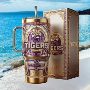 LSU Tigers Geaux Tigers Diamond Encrusted 40oz Tumbler with Handle
