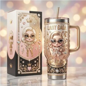 Lady Gaga “Born This Way” Chibi Pop Star Gold 40oz Tumbler
