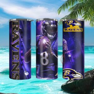 Lamar Jackson Baltimore Ravens #8 Purple Galaxy NFL Tumbler Wrap