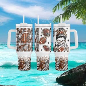 Leopard Print Football Mom 40oz Tumbler Sublimation Wrap