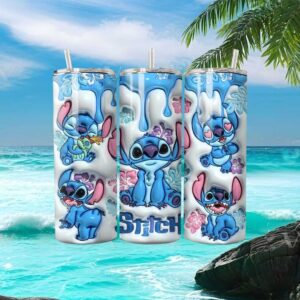 Lilo & Stitch Blue Drip 3D Inflated Effect Skinny Tumbler Wrap