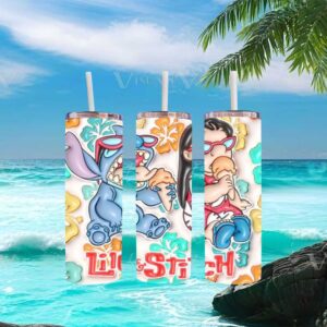 Lilo and Stitch Summer Ice Cream Tropical Floral Tumbler Wrap