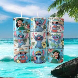 Lilo and Stitch Summer Luau Pattern Tumbler Sublimation