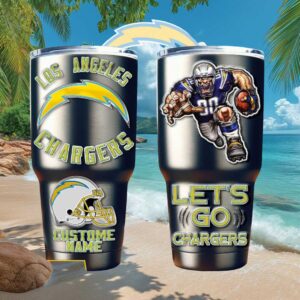 Los Angeles Chargers Custom Name Football Fan 30oz Tumbler