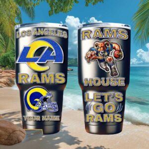 Los Angeles Rams Custom Name Tumbler, Personalized NFL Let's Go Rams Fan Cup