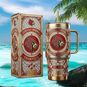 Louisville Cardinals Champions Custom Jeweled Yeti Tumbler