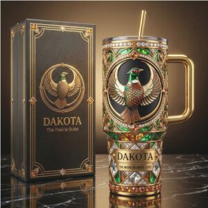 Luxury Dakota The Prairie State Jeweled Pheasant 40oz Tumbler with Handle