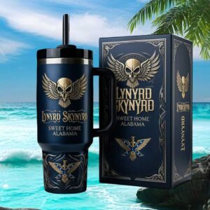 Lynyrd Skynyrd Winged Skull Sweet Home Alabama Navy Blue 40oz Tumbler