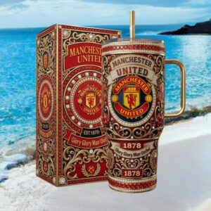 Manchester United Est 1878 Glory Glory Red & Gold Luxury Tumbler (1)
