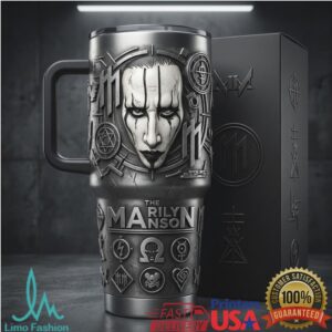 Marilyn Manson 3D Sculpted Gothic Industrial Metal Tumbler with Handle