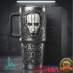 Marilyn Manson 3D Sculpted Gothic Industrial Metal Tumbler with Handle