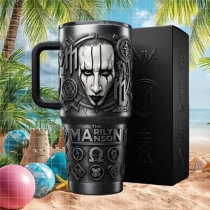 Marilyn Manson Industrial Metal 3D Sculpted Portrait Tumbler Gothic Style